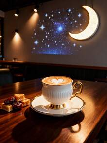 DearDali 6件套金边骨瓷咖啡杯碟套装，适用于浓缩咖啡、茶、拿铁，高品质陶瓷，优雅餐具，适合中东斋月、节日、家庭聚会、返校季等场合。 - 彩色 - 查看 3