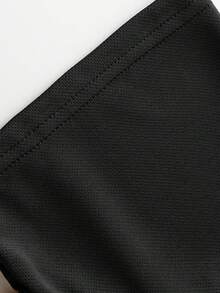 AHTELB Men's Summer Short Sleeve T-Shirt, Business Casual Lightweight Breathable Solid Color Silk Polo Collar Gym Wear - Black - View 5