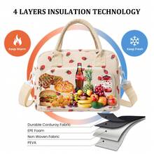 1pc Insulated Lunch Bag For Women,Lunch Tote Bag, Lunch Box Bag,Outdoor Picnic Insulated Bag,Student Thickened Cute Lunch Bag, Reusable Lunch Tote Bag, Portable Picnic Ice Bag For Work, Picnic, School Or Travel Lunch Box Bag School Supplies Stuff Accessories Bag For School School Accessories School Stuff For Traveling Waterproof Bag Insulated Lunch Bag Lunchbox - Dâu tây - Xem 7