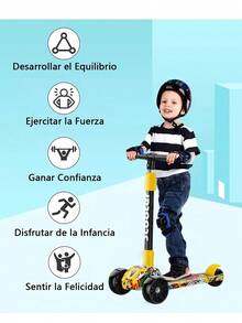 Glückluz Kick Scooter para Niños Niñas, Patinete Infantil para Pequeños 3 a 14 Años, Regalo para Día del Niños - Amarillo - Ver 7