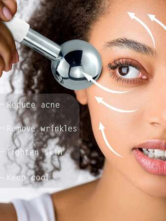 1个美容工具冰波球不锈钢美容仪冷热敷面部按摩球按摩工具，美容工具，圣诞礼物，新年礼物