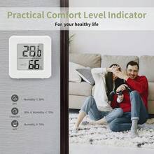 1个/2个迷你液晶数字温湿度计，室内温度计电子温湿度计温度监测器湿度计（仅摄氏度） - 白色 - 查看 5
