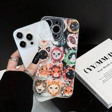 Funda transparente para teléfono con diseño de gato colorido, ofrece protección completa y es una elección elegante para for  11,12,13,14,15,16,MINI,PLUS,PRO,PROMAX,16E,X,XS,XR,XSMAX - transparente - Ver 8