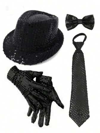 D EXCEED 1/4/5 ชิ้น เรโทร ยุค 70 ดิสโก้ เอวยางยืด ทรงตัว Y สายเอี๊ยม หมวกสักหลาดผูกปีก และโบว์ไท เนคไท ชุดเครื่องประดับเครื่องแต่งกาย