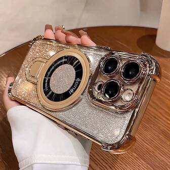 Funda de teléfono resistente a golpes y caídas, compatible con iPhone 17, transparente y con estilo, funda de teléfono con airbag amortiguador y soporte metálico magnético, compatible con iPhone 17/6/7/8/X/XS/XR/11/12/13/14/15/16/16e, Galaxy S22/23/24/25/S24 FE/S25 EDGE, A04/05/06/A07/A14/A15/A16/A17/A24/A25/A34, Redmi Note 9/10/11/12/13, Redmi 9/10/12/13C 14C, OPPO, MOTO, Honor X, HW, RENO Realme C53 C55 C61 C63 C75