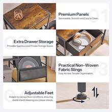 Record Player Stand, End Table With Vinyl Storage, 4 Tier Vinyl Record Storage, Side Table With Open Shelves, Turntable Stand For Living Room, Media Room, Rustic Brown - 棕色 - 查看 4