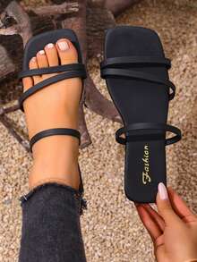 2026新款系带拖鞋，简约度假穆勒鞋，百搭户外服饰 - 黑色 - 查看 5