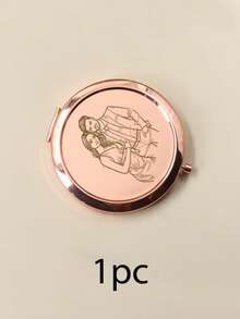 Customized Pocket Mirror - With Gift Box, Personalized Folding Makeup Mirror, Customizable Photo Mini Mirror, Wedding Gift, Birthday Gift, Stainless Steel Material, Anniversary, Valentine's Day, Travel, Portable, Compact And Exquisite, Gift For Mother, Girlfriend, Couple, Friend, Family - Gold - View 7