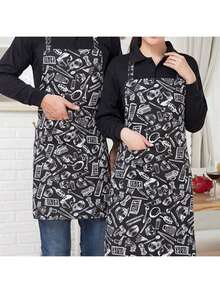 1pc Linen Fruit & Vegetable Apron, Personalized Chef/Cooking Apron With Portrait, Pet Photo, Unisex Design, Adjustable Adult Apron, Striped Restaurant Chef Apron, Outdoor Camping, Picnic, Unique Gift For Mom, Dad, Couples (Patterns Are Cut-Out, Patterns May Vary Slightly/Random Pattern, Random Buckle Style) - Multicolor - View 8