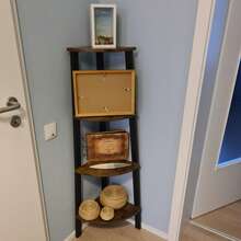 4-Tier Corner Shelf Storage Rack Rustic Corner Ladder Shelf Display Rack for Home Office - Marrón - Ver 3