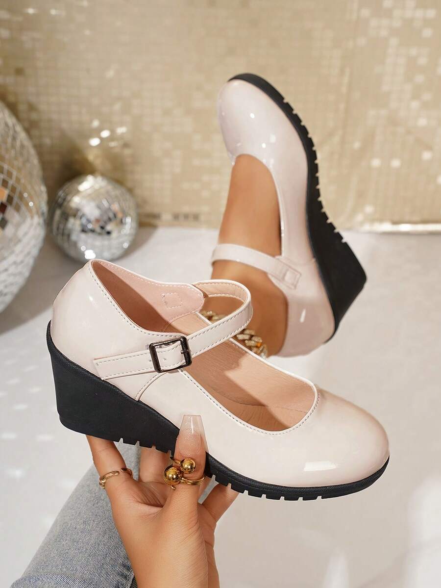 Women's Elegant Simple Round Toe Khaki/Beige Chunky Heel Pumps, Suitable For Office, Commuting, Gathering, Wear With Suits, Spring/Autumn - Chantilly - View 1