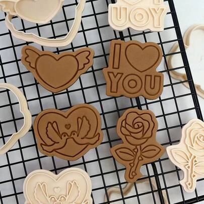 1pc 7*6CM Wedding & Valentine's Day Series Cookie Cutter Mold, Cartoon DIY Butter Cookie 3D Pressed Frosting Cookie Mold