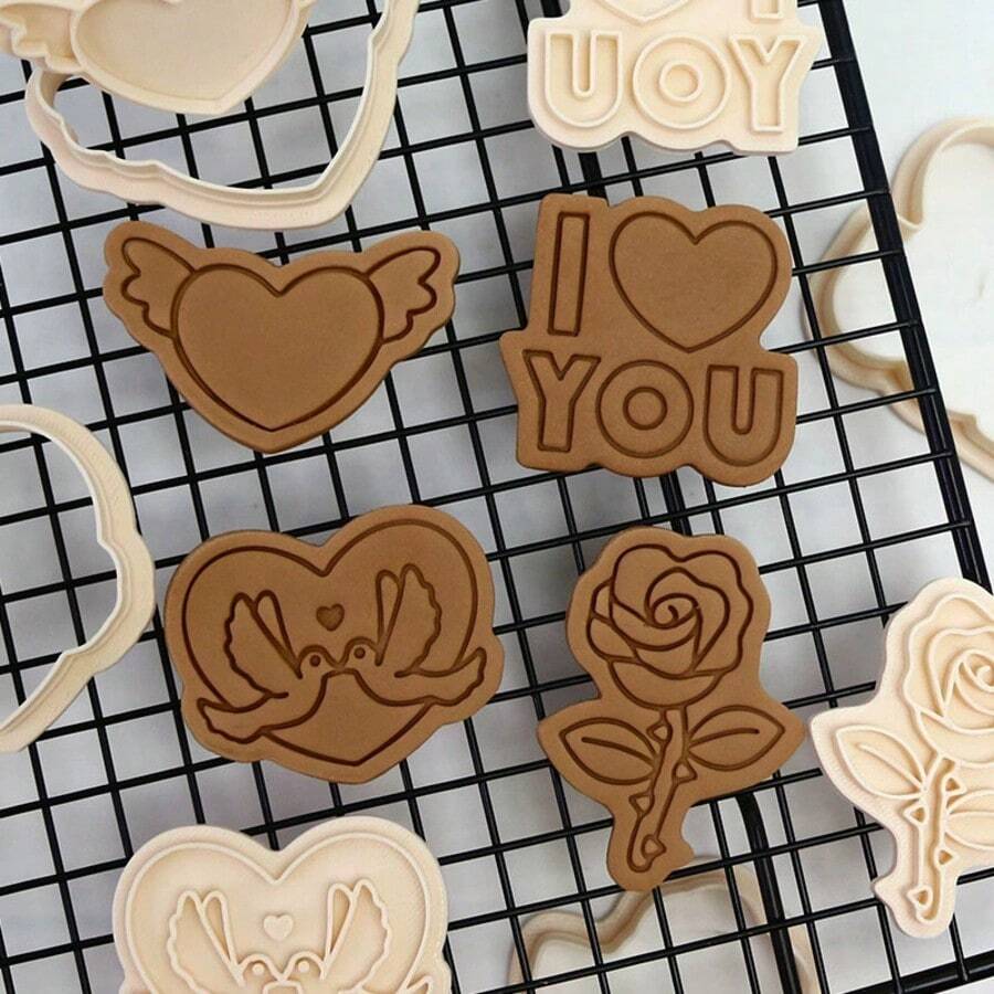 1pc 7*6CM Wedding & Valentine's Day Series Cookie Cutter Mold, Cartoon DIY Butter Cookie 3D Pressed Frosting Cookie Mold