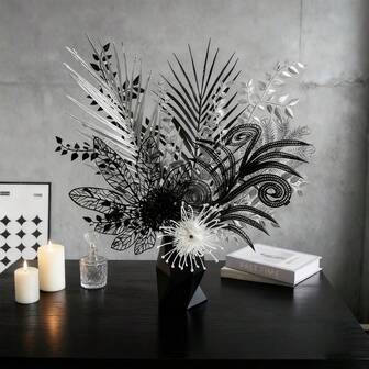 1 set/5 piezas Ramo de rosas artificiales románticas y soñadoras, flores de seda negras/plateadas/doradas, decoración para bodas y fiestas, flores eternas de alta gama, belleza sin fin