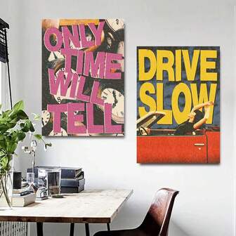1pc/2pcs Only Time Will Tell Retro Inspirational Canvas Wall Arts Posters,Modern Home Decor Painting,For Hotel Office Living Room Bedroom Corridor Bar Decor,Perfect Gift,Wall Arts,Wall Decor,No Frame