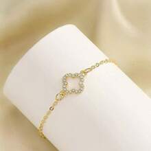 New Luxury Sparkling Four-Leaf Clover Bracelet Set, Suitable For Daily Wear And Gift Giving - Yellow Gold - View 10