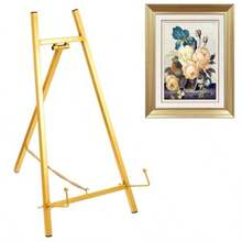 Large Easel Stand For Display 15.39" H Gold Easel Stand For Sign - Metal Table Top Tripod Holder For Wedding Photos Books Plates Artwork And Mirror Display - Vàng - Xem 2