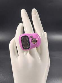 Contador manual portátil con forma de anillo, color macaron, pantalla digital hasta 99999, herramienta de conteo con forma de anillo, para uso doméstico/oficina, estadísticas de actividades/recuento de almacén/recuento de cuentas de oración, pequeño regalo de actividad, artículo esencial para el Ramadán - Multicolor - Ver 2