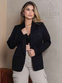 Max Blazer Tailored Luxury Casual Basic Social Sport Elegant Slim Fit Fitted New Release Simple Fabric Faux Pockets Blazer Evening Holiday Wedding Office Daily Birthday Party Formal And Evening Travel Stage And Concert Airport Wear All - 黑色 - 查看 2