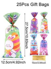 25/50/100 chiếc túi quà bằng nhựa họa tiết thỏ và trứng Phục Sinh, lý tưởng để trang trí lễ Phục Sinh, làm quà tặng tiệc tùng, gói quà, đựng trang sức, đồ dùng cho tiệc mùa xuân/hè. - Nhiều màu - Xem 15