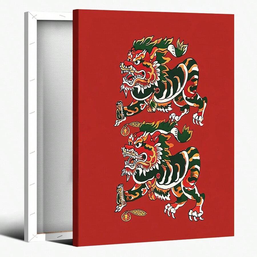 2D Flat Printing, 1pc, A Cartoon Fox With A Bushy Tail Inside A Den-Like Shape, With Forest Elements Like Trees And A Crescent Moon, Canvas Wall Art For Living Room, Bathroom Wall Art Bedroom Framed Wall Art Poster Art Prints Ready To Hang Pictures Home Decorations Wall Decor For Office - 彩色 - 查看 1