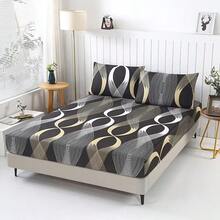 3-delars set av högkvalitativ fleece, mjukt och hudvänligt, blommigt geometriskt mönster, digitaltryck, heminredning, hotelltillbehör, 1 st. dra-på-lakan + 2 st. örngott (exklusive fyllning) - Multifärgad - Visa 4