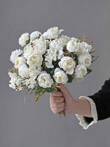 1/80支 11.81英寸人造丝牡丹，人造花，仿真花卉，早午餐DIY婚礼花束派对家居客厅厨房花园酒店办公室装饰，拉玛节装饰，情人节礼物，DIY花环，礼品，餐桌中心装饰，生日装饰，室内外装饰，仿真塑料花散装，用于花瓶装饰，农舍家居装饰，波西米亚风婚礼 - 白色 - 查看 2