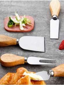 1 Set Wooden Style Multi-Purpose Cheese Knife Set Wooden Handle Butter Spatula Kit Suitable For Cheese/Butter/Jam/Cake And Other Ingredients With Storage Case Convenient & Practical For Wedding Gift/Valentine's Day Present/Mother's Day Kitchenware Gift/New Year Kitchen Upgrade Household Kitchen Gadget Set - Multicolor - View 2