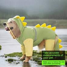 大/中型金毛寻回犬3D恐龙图案带尾巴雨衣，全腿宠物狗雨衣 - 彩色 - 查看 10