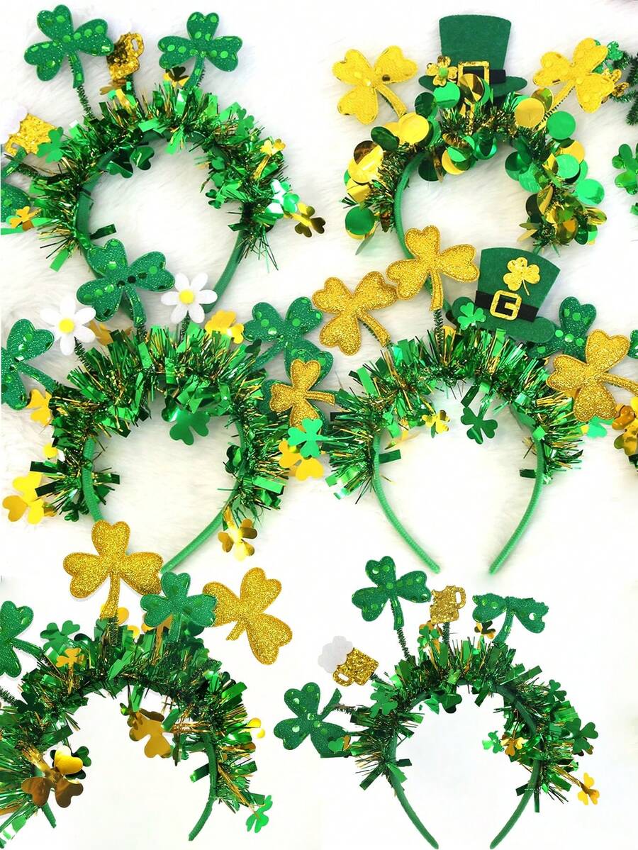 St. Patrick's Day Headband, Gold & Green Shamrock Hat Headband, Green Irish St. Patrick's Day Costume Hat Party Favor, Unisex - Multicolor - View 1