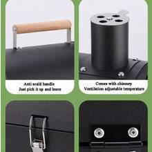 便携式双面木炭烧烤炉 - 户外烧烤炉，适合露营，是万圣节、圣诞节和节日庆祝活动的理想之选 - 无需用电，是派对和活动的理想选择 - 彩色 - 查看 3