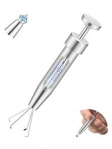 一套升级版14G/16G/18G/20G不锈钢穿刺工具套装 - 无螺纹锥形钳和球头夹，平底耳环穿刺器，适用于耳、鼻、肚脐、唇、眉等部位，专业DIY珠宝更换套装 - 銀色-升級版 - 查看 1