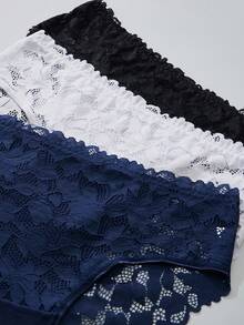 3pcs Plus Size Women's Sexy Panties, Autumn/Winter Printed Hollow Out Plus Size Exclusive Lingerie - Multicolor - View 7