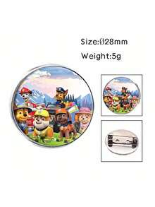 Paw Patrol 28毫米汪汪队徽章，适用于节日、派对、游戏、娱乐活动，汪汪队卡通动漫周边徽章胸针，创意复古宝石徽章 - 彩色 - 查看 5