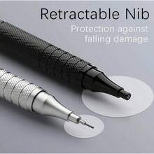 全金屬自動機械鉛筆 0.3/0.5/0.7/0.9/2.0mm，低重心設計，適合建築/工程/藝術，書寫順暢，繪圖與素描雙用途，返校季 - 黑色 - 查看 8