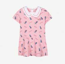 Skechers Young Girl Collar Letter Print Casual Vacation Everyday Dress - Pink - View 1