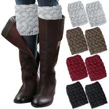 Womens Boot Socks Winter Warm Crochet Knitted Boot Cuffs Topper Socks Short Leg Warmers Gifts,35560928 - 藕粉色 - 查看 1