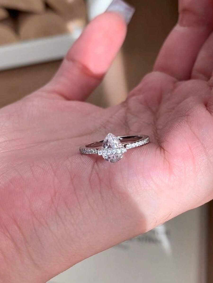 1 Peça Anel Ajustável em Formato de Lágrima com Planeta, Design Personalizado Leve e Luxuoso, Versátil