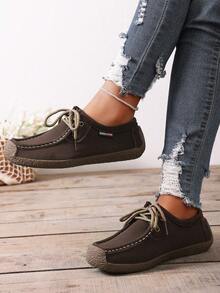 Zapatillas casuales con cordones para adolescentes, adecuadas para uso en exteriores e interiores - Marrón - Ver 2