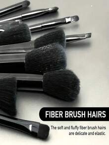 13件套专业化妆刷套装，便携旅行套装，包含腮红刷、粉底刷、眼影刷、散粉刷、眉刷，尼龙刷毛，ABS手柄，适合初学者和化妆爱好者，尤其适合旅行，是圣诞节或情人节的绝佳礼物。 - 黑色 - 查看 7