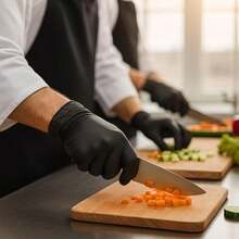 Guantes de Nitrilo Negros Desechables - Caja de Piezas, 5 Mil, Sin Polvo, Grado Alimenticio. Guantes Nitrilo para Cocina, Tatuajes, Trabajo, Uso Quirúrgico y Chef.(M 200) - Multicolor - Ver 8
