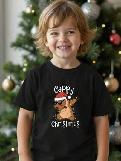 Mexican Sweetheart Xmas Top for Girls,2025 Christmas, Boys' Casual Cute Creative Fun Cartoon T-shirts, Children's T-shirts, 100% Cotton Playera para niño estilo divertido estampado animal navideño tela suave ajuste holgado cuello redondo manga corta primavera verano escuela fiesta camiseta Perfect For Everyday Wear, All-Season Comfort Kids Clothes Boys Cartoon Kids Cotton Top