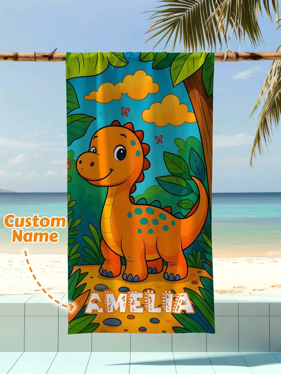 Personalized Kids Beach Towel,Summer Birthday Gift For Kids,Summer Vibes,Girls Beach Trip,Custom Beach Towel,Swimming Pool,Beach Decor - Multicolor - View 1