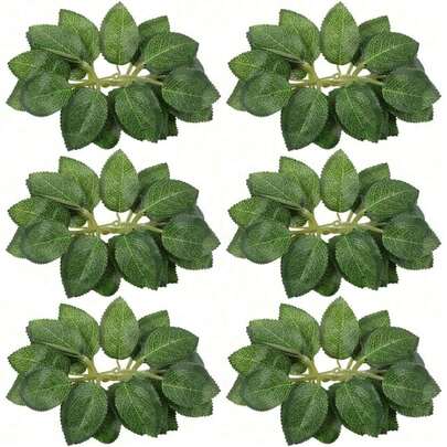 50/100pcs Artificial Rose Leaves, Loose Green Rose Leaves With Stems, Suitable For DIY Wedding Bouquets, Tabletop Decor, Party Decorations, Rose Garlands And More.