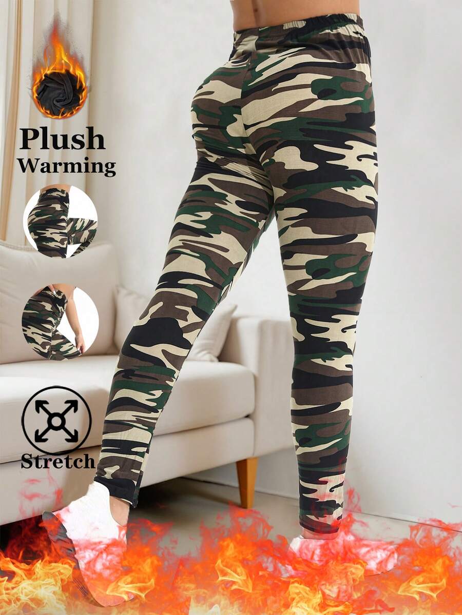 1 chiếc quần legging nữ dày dặn, lót giữ nhiệt, họa tiết rằn ri xanh lá cây, kiểu dáng thời trang Âu Mỹ, tối giản, thanh lịch, co giãn cao, ôm sát tôn dáng, thích hợp mặc ở nhà, tập luyện, yoga, tập gym, chạy bộ, hoạt động ngoài trời, đi nghỉ mát, đi bộ. - Màu xanh lá cây đậm - Xem 1