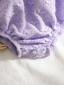 Baby Girls' Peter Pan Collar Butterfly Embroidered Bodysuit, Sweet Cute Casual Comfortable Minimalist Daily Wear, Spring/Summer - Purple - View 6