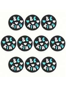 5/10/15颗“善待他人”标语装饰珠 - 彩色心形可爱配饰，适合DIY珠宝制作 - 塑料材质