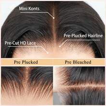 13x6 波浪卷蕾丝前额真人混纺假发，高清透明，34英寸；13x4 蕾丝前额假发，真人混纺，卷曲波浪造型，适合女性；5x5 无胶即戴即走蕾丝假发，全边缘预拔毛蕾丝假发，带婴儿发，外观自然