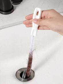 3件套管道疏通刷套装，浴室毛发堵塞清除器，水槽排水管清洁剂，管道清洁工具 - 白色 - 查看 8
