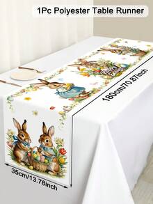 1 pieza Lindo Conejito Camino de Mesa de Pascua, con Diseño de Canasta de Pascua con Conejito, 35*180cm Estilo Granja de Poliéster Camino de Mesa de Pascua, Decoración del Hogar de Pascua 2026, Decoración de Mesa de Cocina y Comedor, Decoración Festiva de Primavera - Multicolor - Ver 13